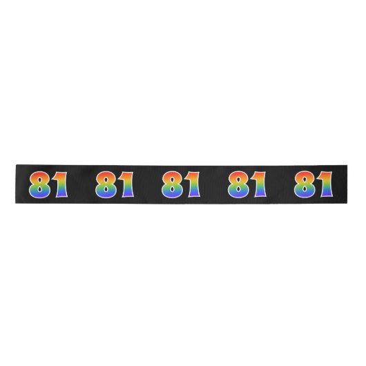 Fun, Rainbow Pattern "81" Event Number (zwart) Satijnen Lint (Voorkant)
