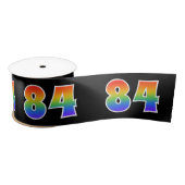Fun, Rainbow Pattern "84" Event Number (zwart) Satijnen Lint (Spoel)