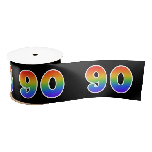 Fun, Rainbow Pattern "90" Event Number (zwart) Satijnen Lint (Spoel)
