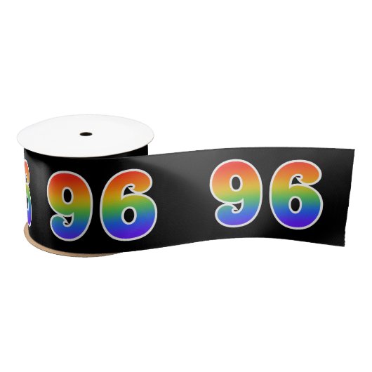 Fun, Rainbow Pattern "96" Event Number (zwart) Satijnen Lint (Spoel)