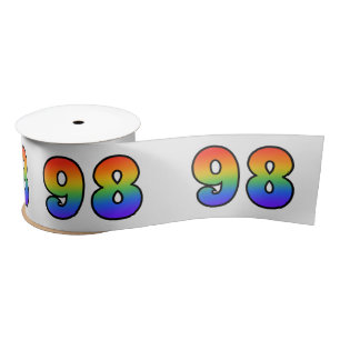 Fun, Rainbow Pattern "98" Event Number (grijs) Satijnen Lint