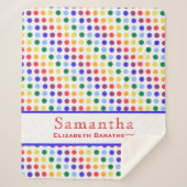 Fun Rainbow Polka Dot Pattern Persoonlijke naam Sherpa Deken (Voorkant)