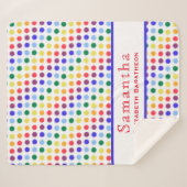 Fun Rainbow Polka Dot Pattern Persoonlijke naam Sherpa Deken (Voorkant (horizontaal))