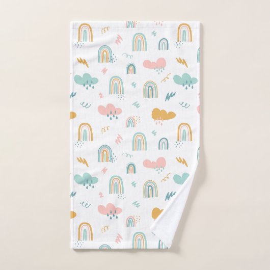 Fun Rainbow & Rain Cloud Pattern Bad Handdoek (Handdoek)