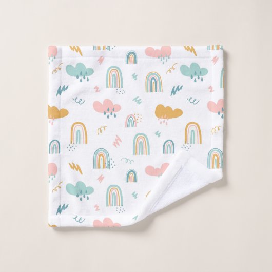Fun Rainbow & Rain Cloud Pattern Bad Handdoek (Wasdoekje)