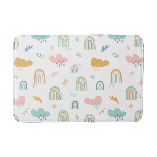 Fun Rainbow & Rain Cloud Pattern Badmat (Voorkant)