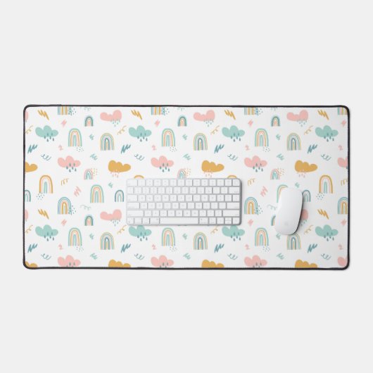 Fun Rainbow & Rain Cloud Pattern Bureaumat (Keyboard & Muis)