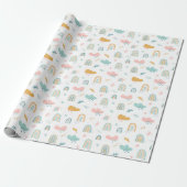 Fun Rainbow & Rain Cloud Pattern Cadeaupapier (Uitgerold)