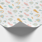 Fun Rainbow & Rain Cloud Pattern Cadeaupapier (Hoek)