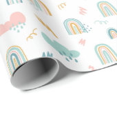 Fun Rainbow & Rain Cloud Pattern Cadeaupapier (Rol Hoek)