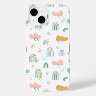 Fun Rainbow & Rain Cloud Pattern Case-Mate iPhone 14 Hoesje
