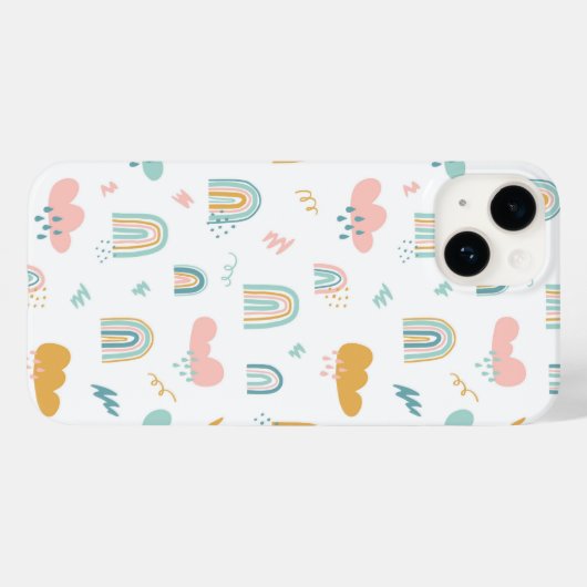 Fun Rainbow & Rain Cloud Pattern Case-Mate iPhone Case (Achterkant (horizontaal))