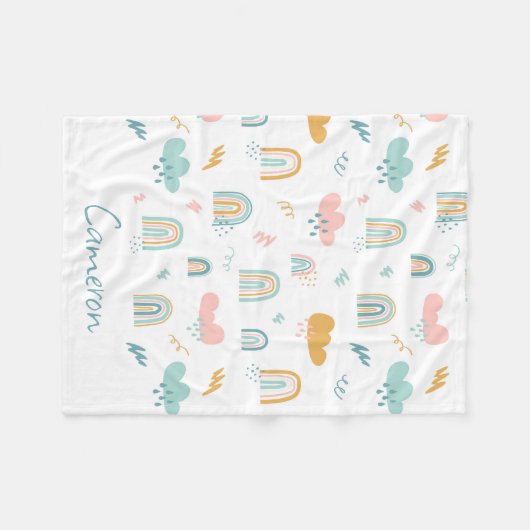 Fun Rainbow & Rain Cloud Pattern Fleece Deken (Voorkant (Horizontaal))