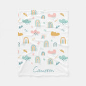 Fun Rainbow & Rain Cloud Pattern Fleece Deken (Voorkant)