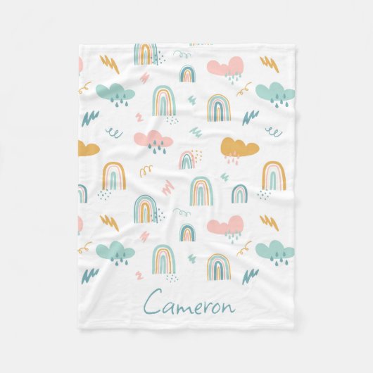 Fun Rainbow & Rain Cloud Pattern Fleece Deken (Voorkant)