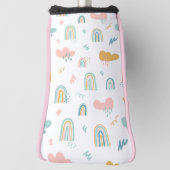 Fun Rainbow & Rain Cloud Pattern Golfheadcover (Draai 90)
