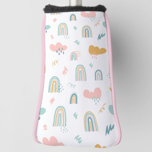 Fun Rainbow & Rain Cloud Pattern Golfheadcover (Draai 90)