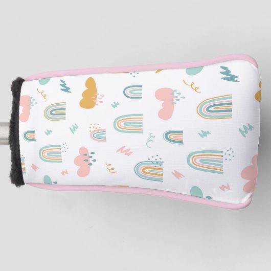 Fun Rainbow & Rain Cloud Pattern Golfheadcover (Voorkant)