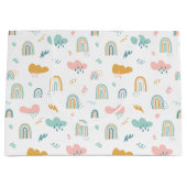 Fun Rainbow & Rain Cloud Pattern Groot Cadeauzakje (Voorkant)