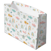 Fun Rainbow & Rain Cloud Pattern Groot Cadeauzakje (Achterkant Gekanteld)