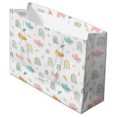 Fun Rainbow & Rain Cloud Pattern Groot Cadeauzakje (Voorkant Gekanteld)