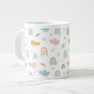 Fun Rainbow & Rain Cloud Pattern Grote Koffiekop