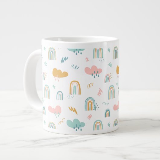 Fun Rainbow & Rain Cloud Pattern Grote Koffiekop (Links)