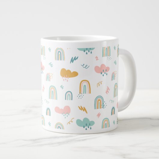 Fun Rainbow & Rain Cloud Pattern Grote Koffiekop (Voorkant rechts)