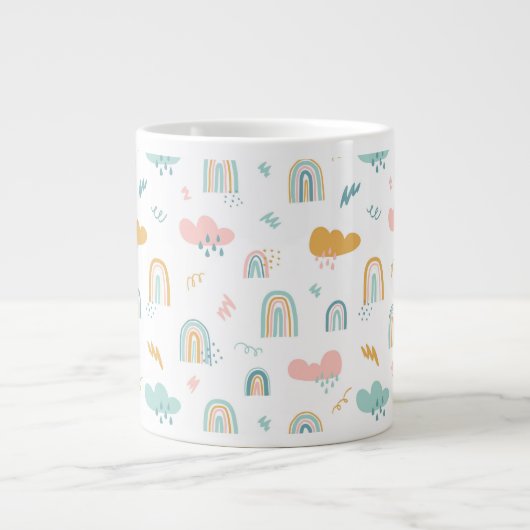 Fun Rainbow & Rain Cloud Pattern Grote Koffiekop (Voorkant)