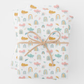 Fun Rainbow & Rain Cloud Pattern Inpakpapier Vel (In situ)
