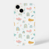 Fun Rainbow & Rain Cloud Pattern iPhone Hoesje (Achterkant)