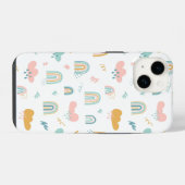 Fun Rainbow & Rain Cloud Pattern iPhone Hoesje (Achterkant horizontaal)