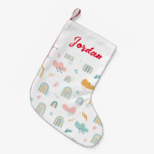 Fun Rainbow & Rain Cloud Pattern Kleine Kerstsok (Voorkant (Hangend))