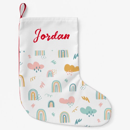 Fun Rainbow & Rain Cloud Pattern Kleine Kerstsok (Voorkant)