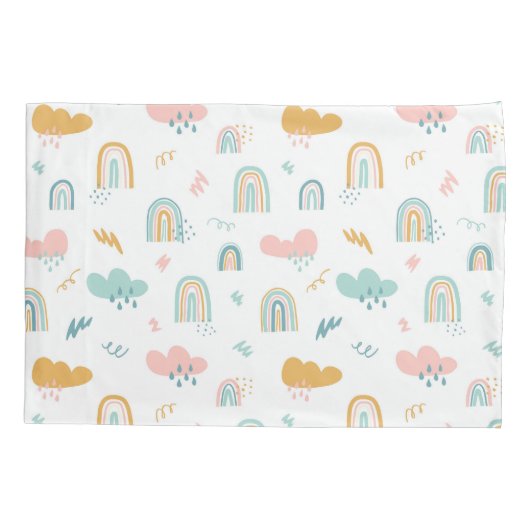 Fun Rainbow & Rain Cloud Pattern Kussensloop (Achterkant)