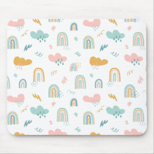 Fun Rainbow & Rain Cloud Pattern Muismat