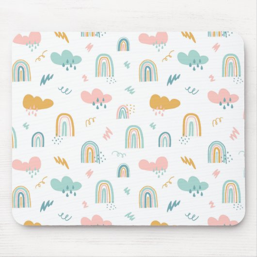 Fun Rainbow & Rain Cloud Pattern Muismat (Voorkant)