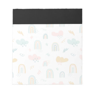Fun Rainbow & Rain Cloud Pattern Notitieblok