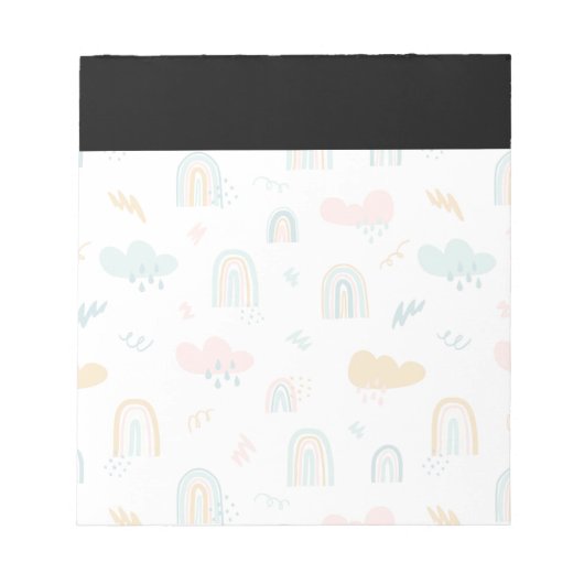 Fun Rainbow & Rain Cloud Pattern Notitieblok (Voorkant)