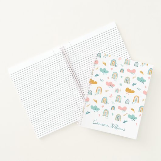 Fun Rainbow & Rain Cloud Pattern Notitieboek (Binnen)