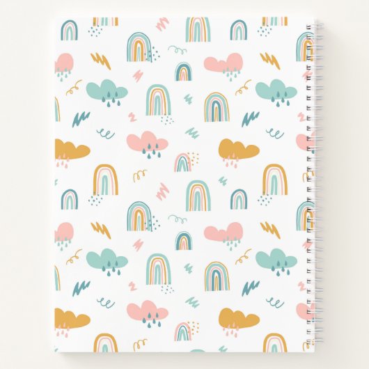 Fun Rainbow & Rain Cloud Pattern Notitieboek (Achterkant)