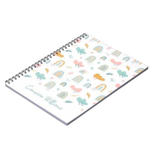 Fun Rainbow & Rain Cloud Pattern Notitieboek (Linkerzijde)