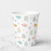 Fun Rainbow & Rain Cloud Pattern Papieren Bekers (Achterkant)