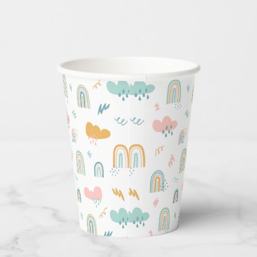 Fun Rainbow & Rain Cloud Pattern Papieren Bekers (Rechts)