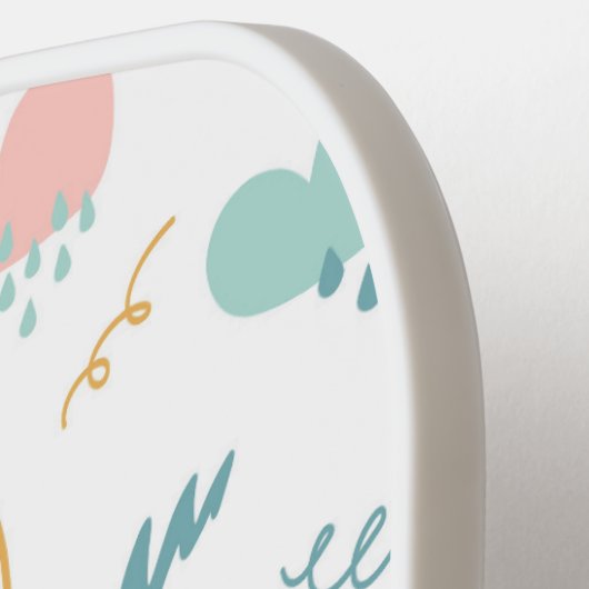 Fun Rainbow & Rain Cloud Pattern Pickleball Paddle (Links Detail)