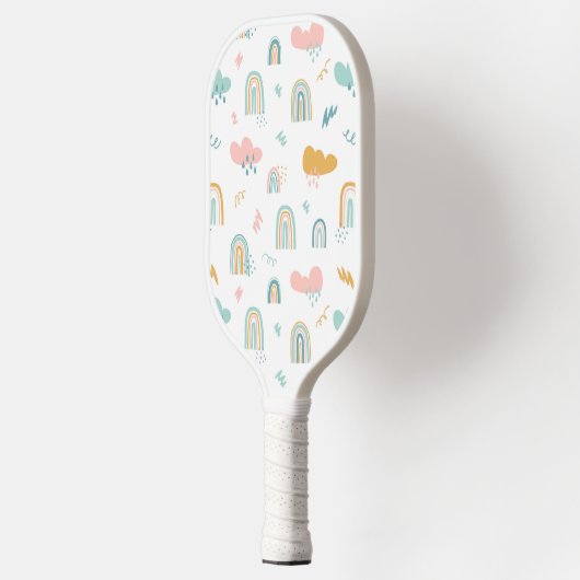Fun Rainbow & Rain Cloud Pattern Pickleball Paddle (Links)
