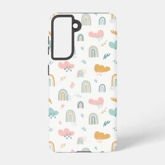 Fun Rainbow & Rain Cloud Pattern Samsung Galaxy Hoesje (Achterkant)