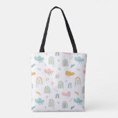 Fun Rainbow & Rain Cloud Pattern Tote Bag (Achterkant)