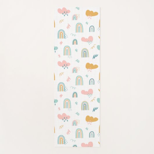Fun Rainbow & Rain Cloud Pattern Yogamat (Voorkant)