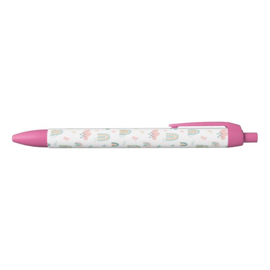 Fun Rainbow & Rain Cloud Pattern Zwarte Inkt Pen (Bovenkant)